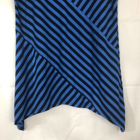 Indigo Sharkbite Hem Asymmetrical Striped Top Size Medium - Picture 5 of 10